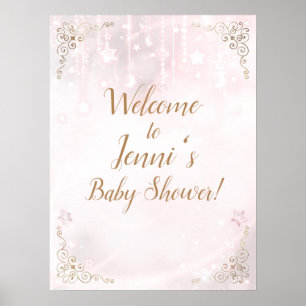Poster Brilha Brilha Estrelinha Chuveiro de Bebê Dourado