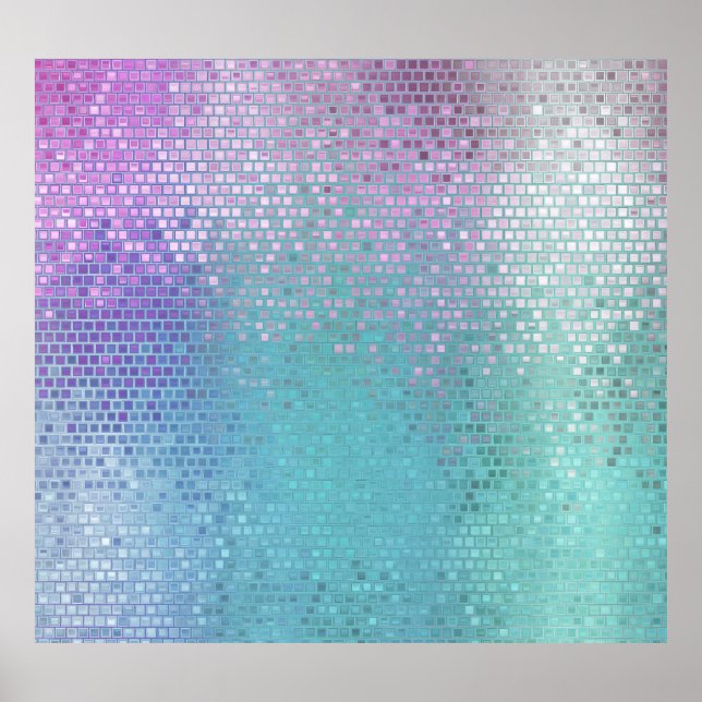 Poster Brilhante Abstrato Mosaico multicolorido (Frente)