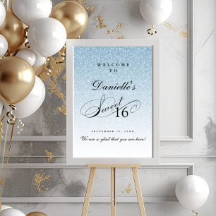 Poster Brilhante Azul Claro Doce 16 Boas-vindas personali