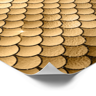 Poster Brilhante Faísca Dourado Bronze Escama de Peixe Se