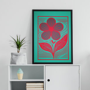 Poster Brilhante Whimsy: Retro Floral