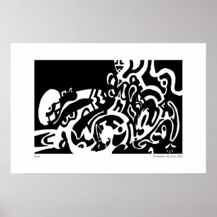 Poster "Brilho" Arte de Abstrato B&W