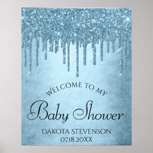 Poster Brilho Azul Gelo Pingando   Chuva de Brilho Glam