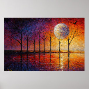 Poster Brilho Celestial - Árvores Despojadas em Reflexo L