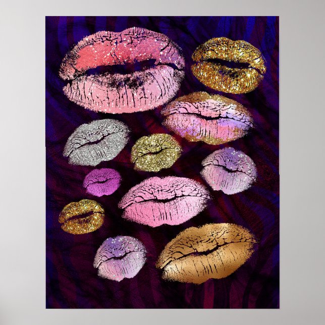 Póster Brilho Cílios Beijo Lábios Beleza Maquiagem Modern (Frente)