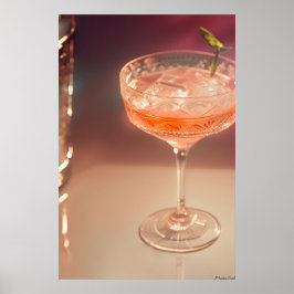 Poster Brilho da Hora Dourada: Arte de Cocktail de Crista