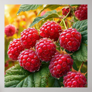Poster 🍓 Brilho de Framboesa Vermelha Madura ❄️ Cozinha 