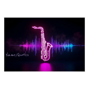 Póster Brilho de Saxofone Neon – Arte de Parede de Música