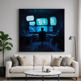 Poster Brilho do computador - Design de silhueta escura