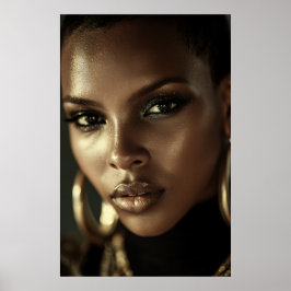 Poster Brilho Dourado Melanina Retrato Feroz