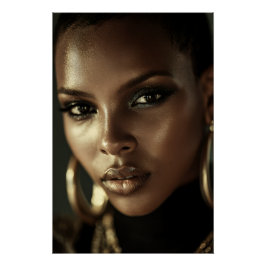 Póster Brilho Dourado Melanina Retrato Feroz