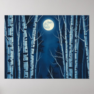 Poster Brilho Etéreo do Inverno: Lua Cheia Iluminando