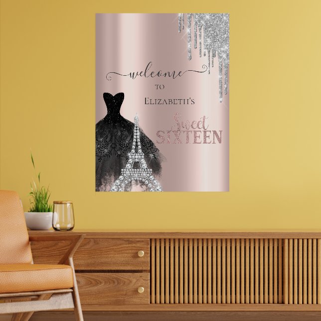 Poster Brilhos, Vestido,Torre Eiffel Doce 16  (Sala de Estar 2)