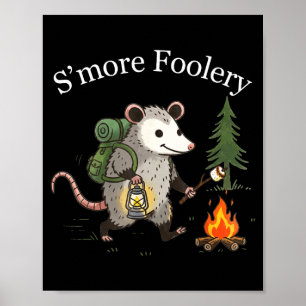 Poster Brincadeira de s'more gambá marshmallow engraçado