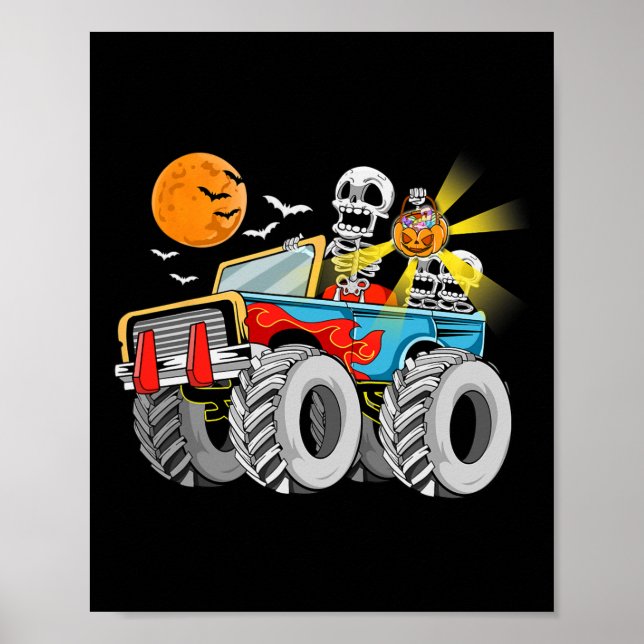Poster Brincadeira Halloween Skeleton Monster-Caminhoneir (Frente)