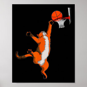 Poster Brincadeira Jogando Basquete Esporte Gato de Basqu