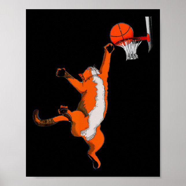 Poster Brincadeira Jogando Basquete Esporte Gato de Basqu (Frente)