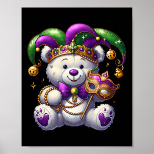 Poster Brincadeira Máscara Mardi Gras Festas Miçangas Car