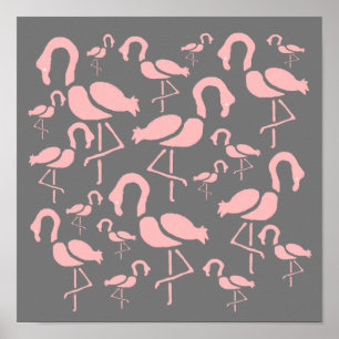 Poster Brincadeira Rosa Flamingo