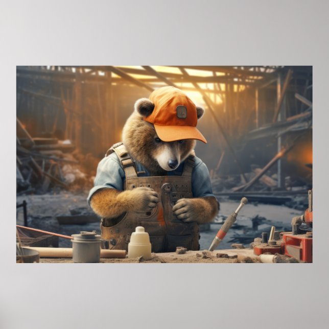 Poster Brincadeiras de Urso Grizzy Trabalham em Brincadei (Frente)