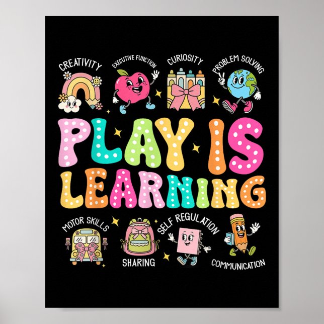 Poster Brincar É Aprender Professora Primeiro Dia Da Esco (Frente)