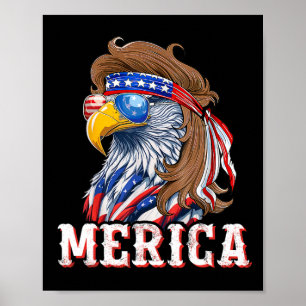 Poster Brincos Águia Engraçados 4 De Julho Bandeira Ameri