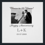 Póster Brinde a 10 anos feliz aniversário adicionar foto<br><div class="desc">Design para casal amor</div>
