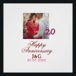 Póster Brinde a 20 Anos aniversário feliz adicionar foto<br><div class="desc">Design para casal amor</div>