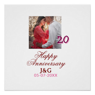 Póster Brinde a 20 Anos aniversário feliz adicionar foto 