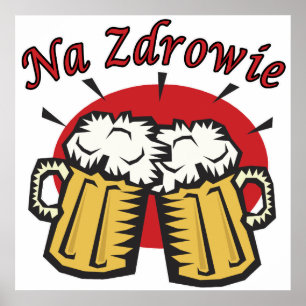 Póster Brinde do Na Zdrowie com canecas de cerveja