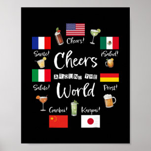 Poster Brindes ao Redor do Mundo Férias Bebendo Dr Funny