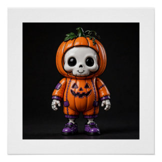 Póster Brinquedo de Arte Fofo Esqueleto Design de Hallowe