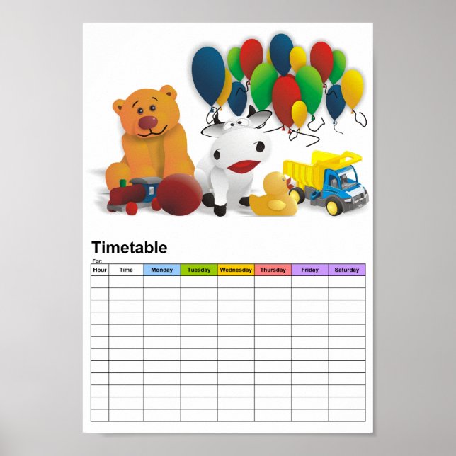 Póster Brinquedo infantil / Horário (Frente)