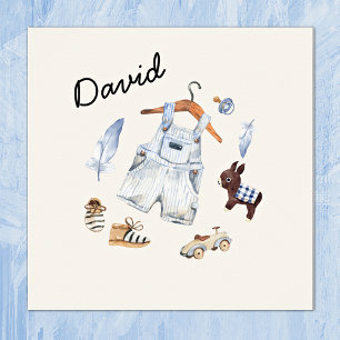 Poster Brinquedos com Vintage em Watercolor Arte Azul