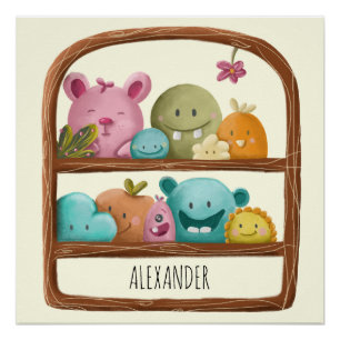 Póster Brinquedos de Monstros Fofos Decoração Personaliza