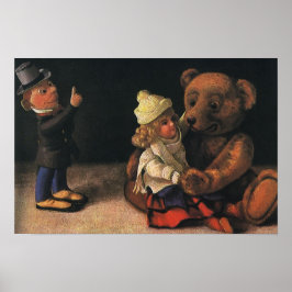 Póster Brinquedos de Natal Antigos, Boneca e um Ursinho d