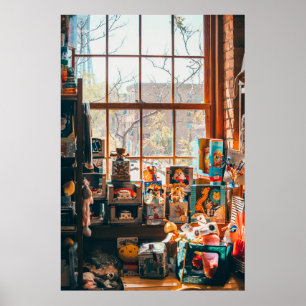 POSTER BRINQUEDOS DE PLUSO ASSORTADOS NA PRATELEIRA DE MA