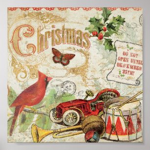 Póster Brinquedos do natal vintage