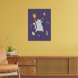 Poster Brinquedos engraçados com vassouras, abóboras e fa