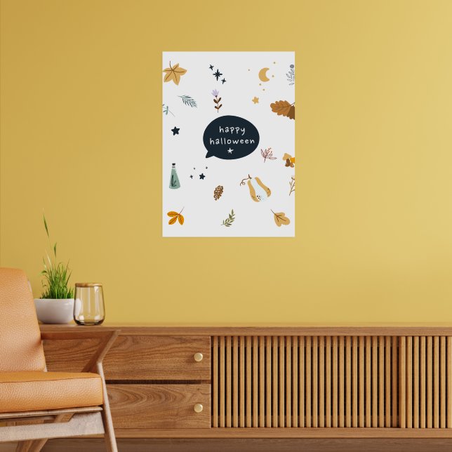 Poster Brinquedos engraçados com vassouras, abóboras e fa (Sala de Estar 2)