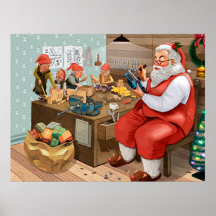 Poster Brinquedos papais noeis E Fazeres Elves Natal