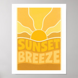 Poster Brisa do Pôr do Sol Retro Explosão Solar Tipográfi