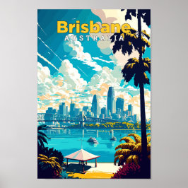 Poster Brisbane Austalia Viagem Art Vintage