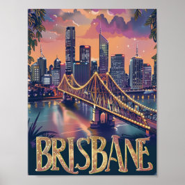 Poster Brisbane, Austrália Vintage, famosa Viagem