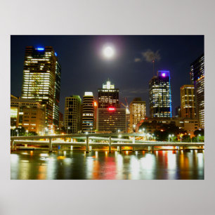 Póster Brisbane na noite