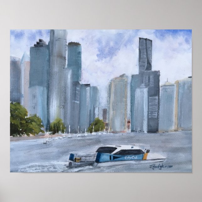 PÓSTER BRISBANO, QLD, AUSTRÁLIA, WATERCOLOR (Frente)