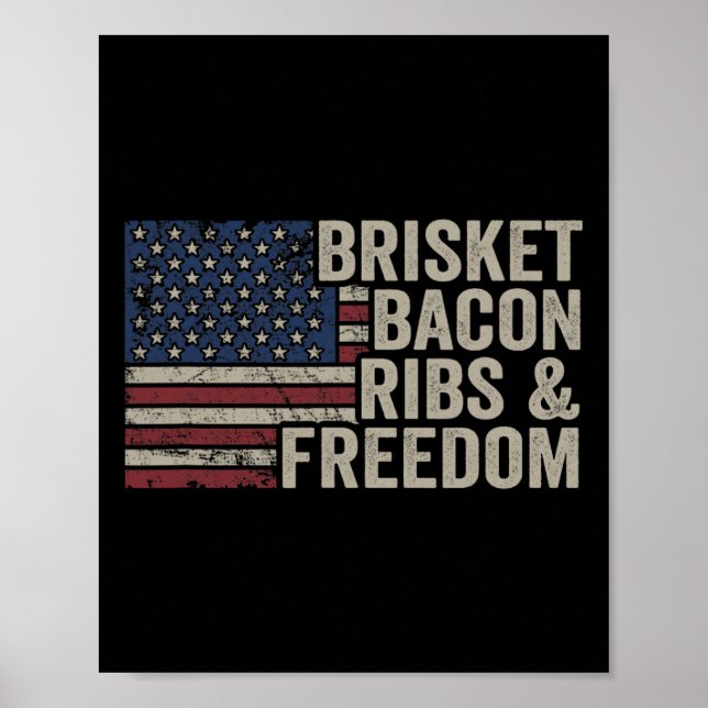 Poster Brisket Bycon Ribes And Freedom - Grill Churrasco  (Frente)