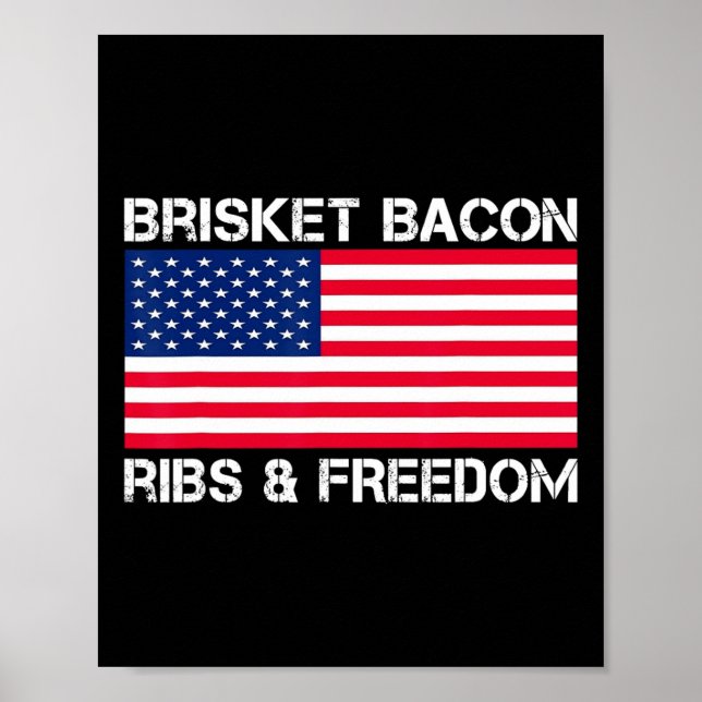 Poster Brisket Bycon Ribes E Fumaça De Churrasco De Grade (Frente)