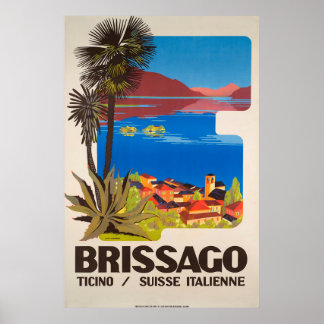 Póster Brissago,Ticino,Suiça,Poster de viagens