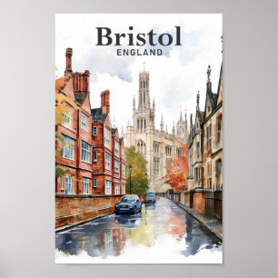 Poster Bristol England Watercolor Viagem